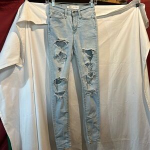 Stonewash high rise jeggings